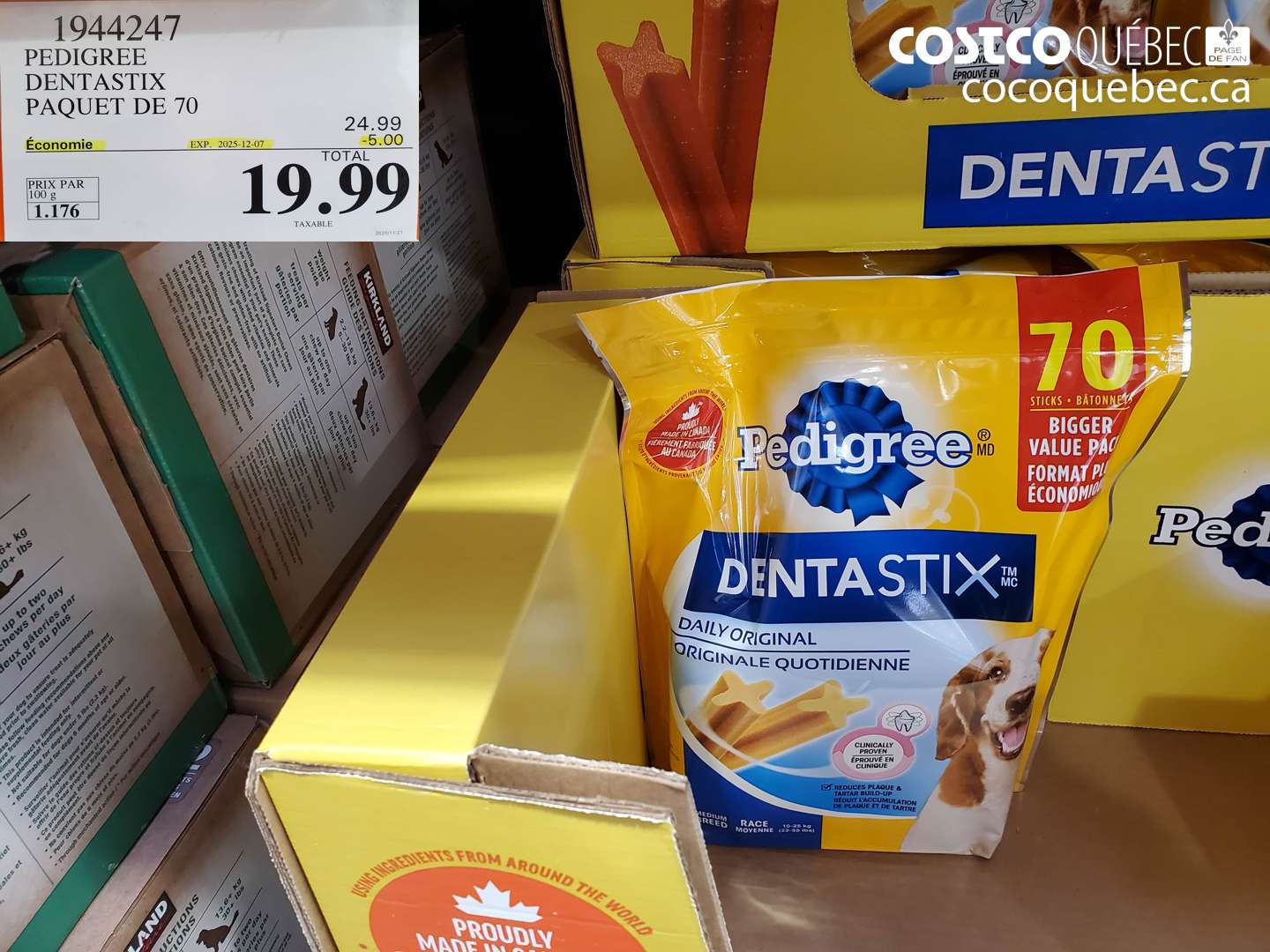 1944247 PEDIGREE DENTASTIX PAQUET DE 70 ($5.00 INSTANT SAVINGS EXPIRES ON 2025-12-07) $19.99