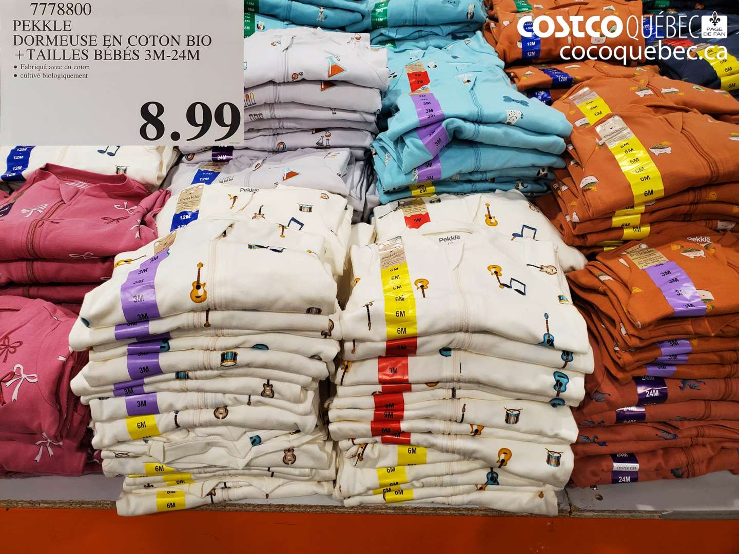 7778800 PEKKLE DORMEUSE EN COTON BIO + TAILLES BÉBÉS 3M-24M $8.99