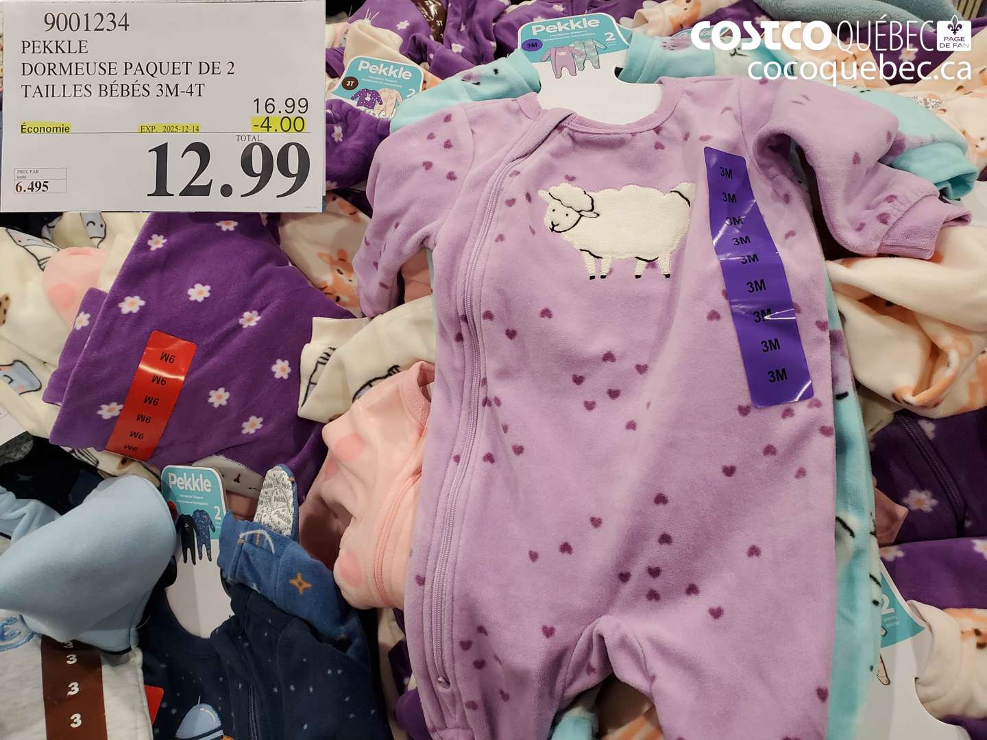 9001234 PEKKLE DORMEUSE PAQUET DE 2 TAILLES BÉBÉS 3M-4T ($4.00 INSTANT SAVINGS EXPIRES ON 2025-12-14) $12.99