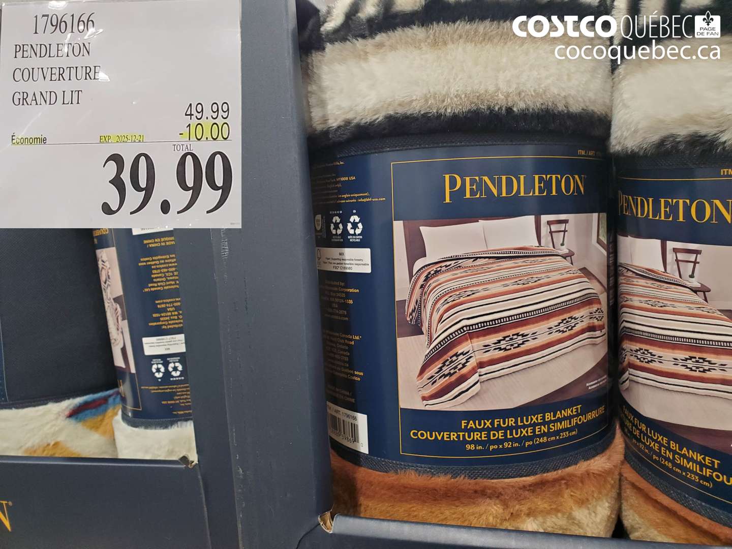 1796166 PENDLETON COUVERTURE GRAND LIT ($10.00 INSTANT SAVINGS EXPIRES ON 2025-12-21) $39.99