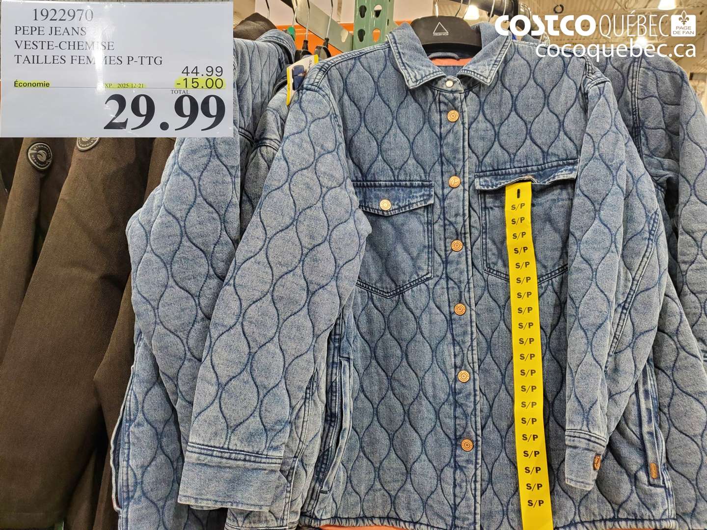 1922970 PEPE JEANS VESTE-CHEMISE TAILLES FEMMES P-PTG (EXPIRES ON 2025-12-21) $29.99