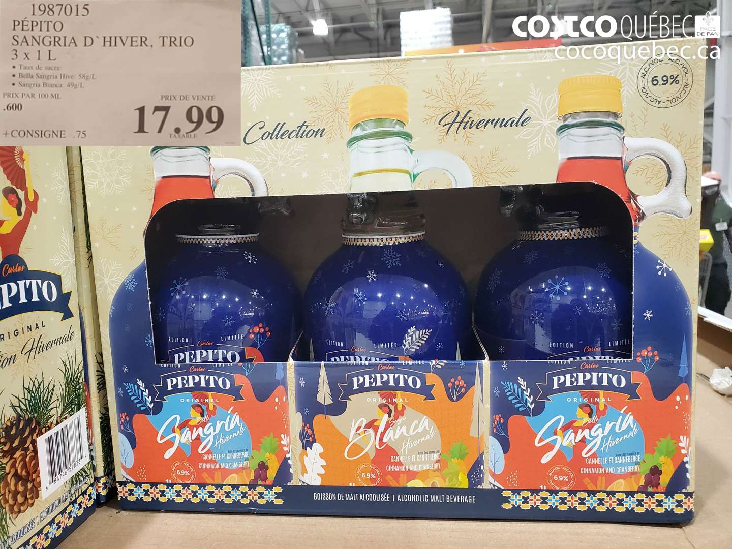 1987015 PÉPITO SANGRIA D'HIVER, TRIO 3 x 1 L $17.99
