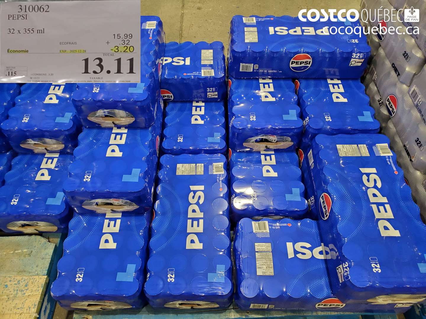 310062 PEPSI 32 x 355 ml ($3.20 INSTANT SAVINGS EXPIRES ON 2025-12-28) $13.11