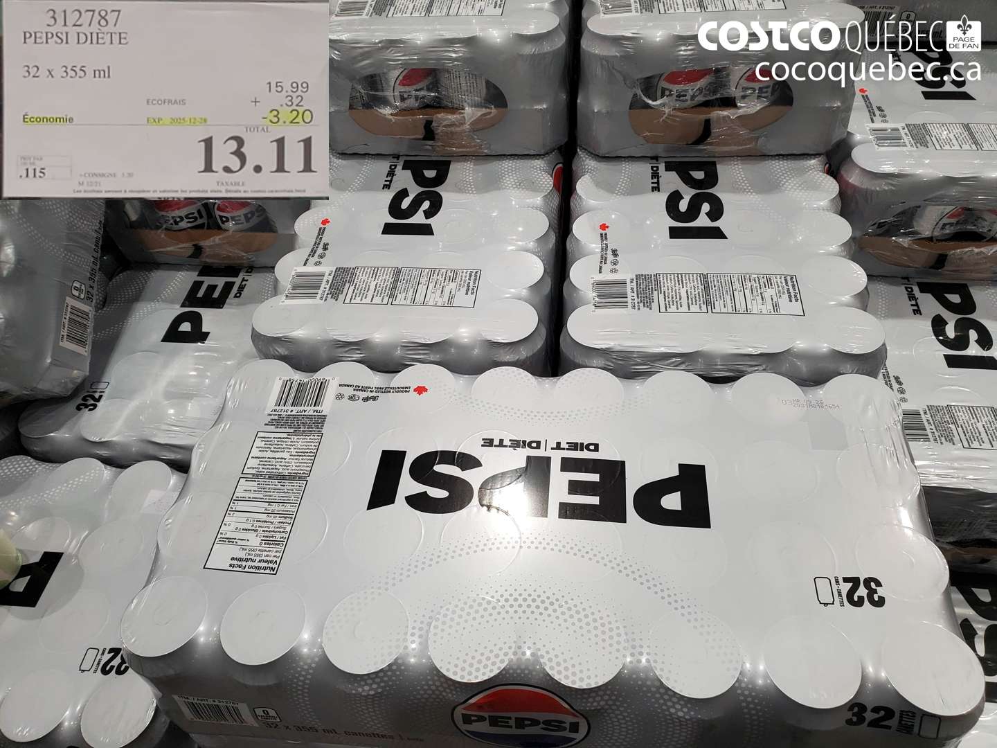 312787 PEPSI DIETE ($3.20 INSTANT SAVINGS EXPIRES ON 2025-12-28) $13.11