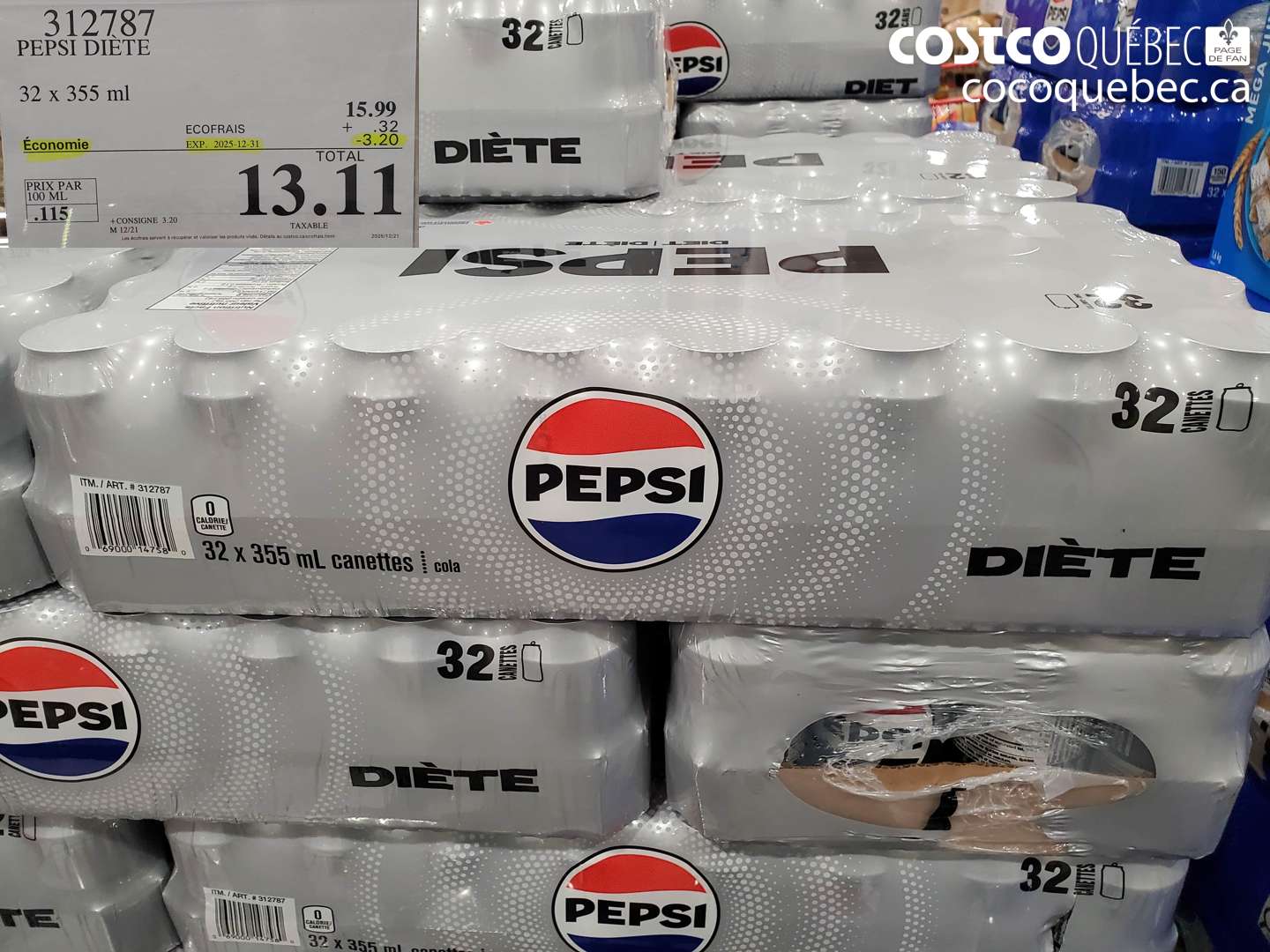 312787 PEPSI DIETE ($3.20 INSTANT SAVINGS EXPIRES ON 2025-12-31) $13.11