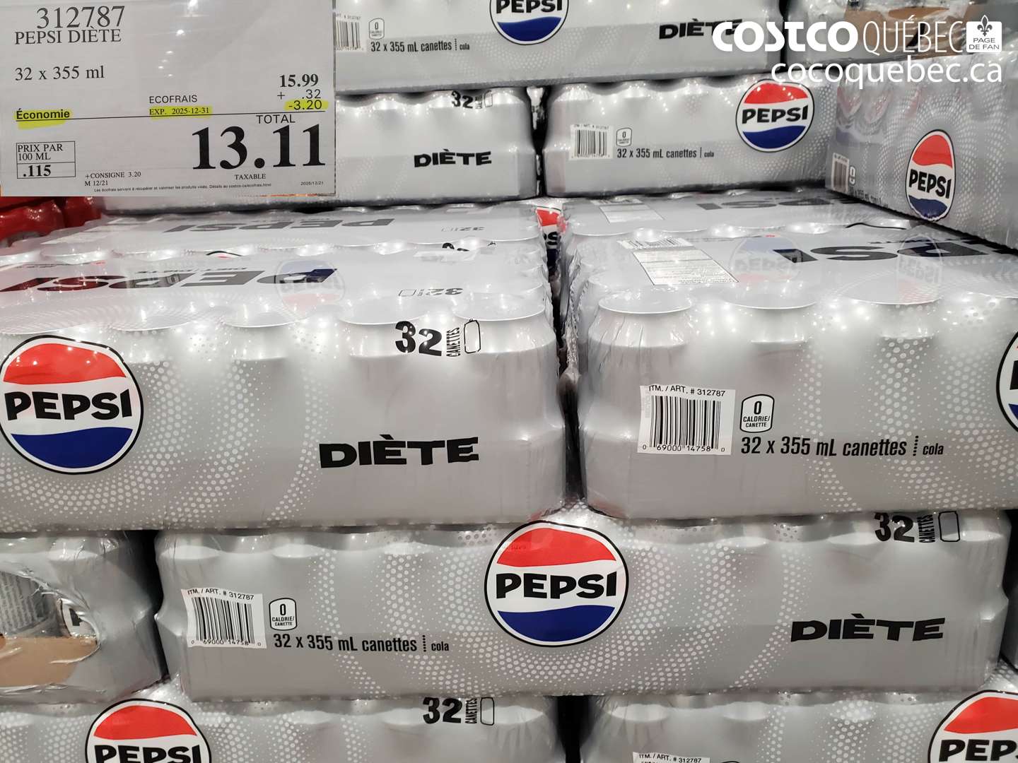 312787 PEPSI DIETE ($3.20 INSTANT SAVINGS EXPIRES ON 2025-12-31) $13.11