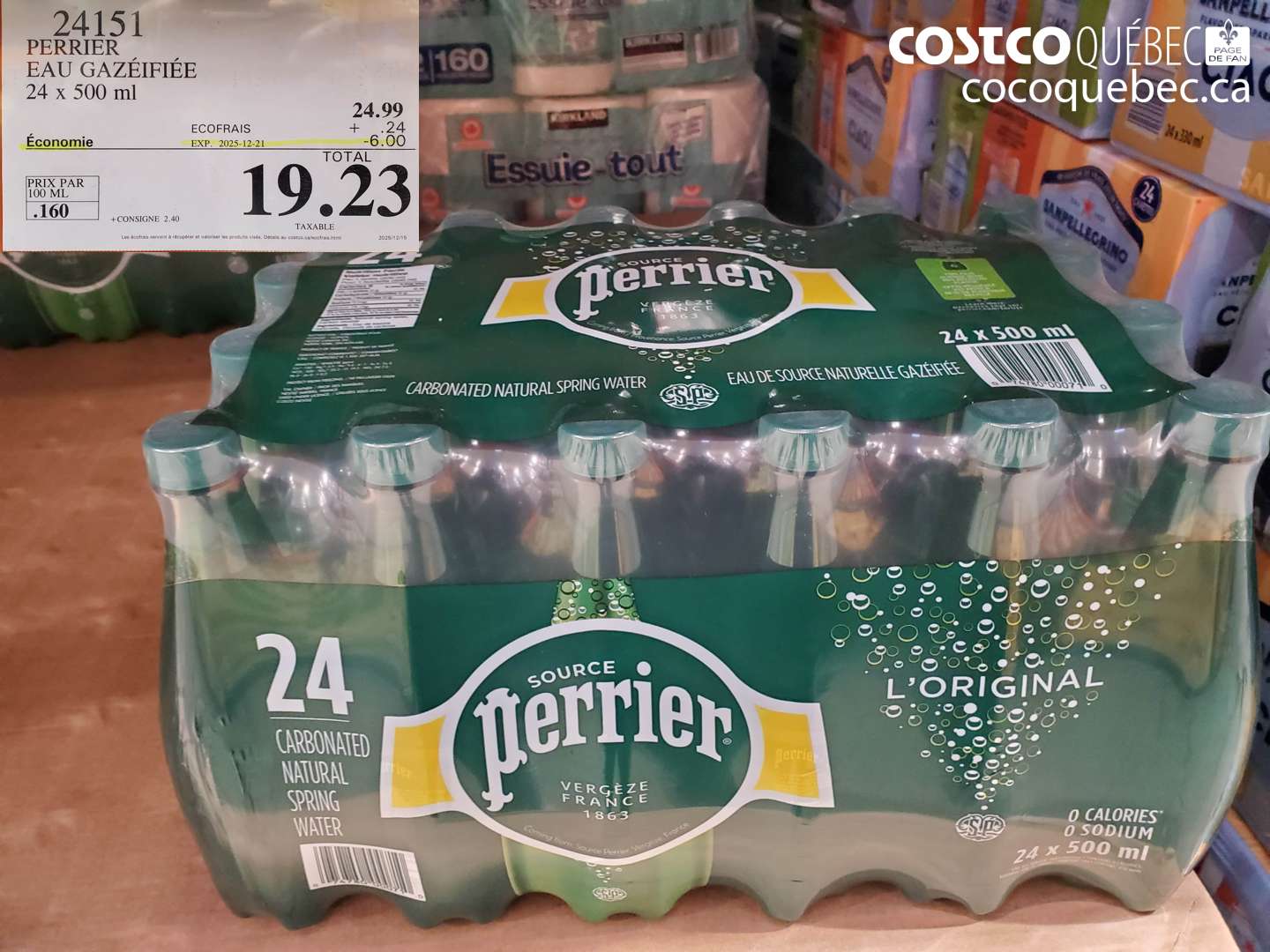 24151 PERRIER EAU GAZÉIFIÉE 24 x 500 ml ($6.00 INSTANT SAVINGS EXPIRES ON 2025-12-21) $19.23