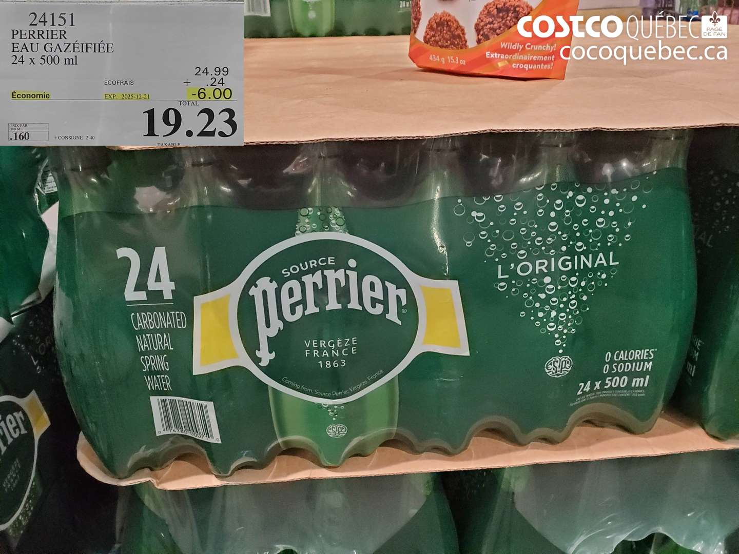 24151 PERRIER EAU GAZÉIFIÉE 24 x 500 ml ($6.00 INSTANT SAVINGS EXPIRES ON 2025-12-21) $19.23