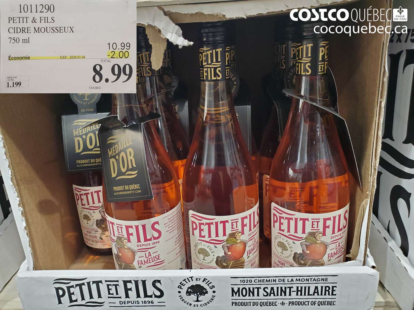 1011290 PETIT & FILS CIDRE MOUSSEUX 750 ml ($2.00 INSTANT SAVINGS EXPIRES ON 2026-01-04) $8.99