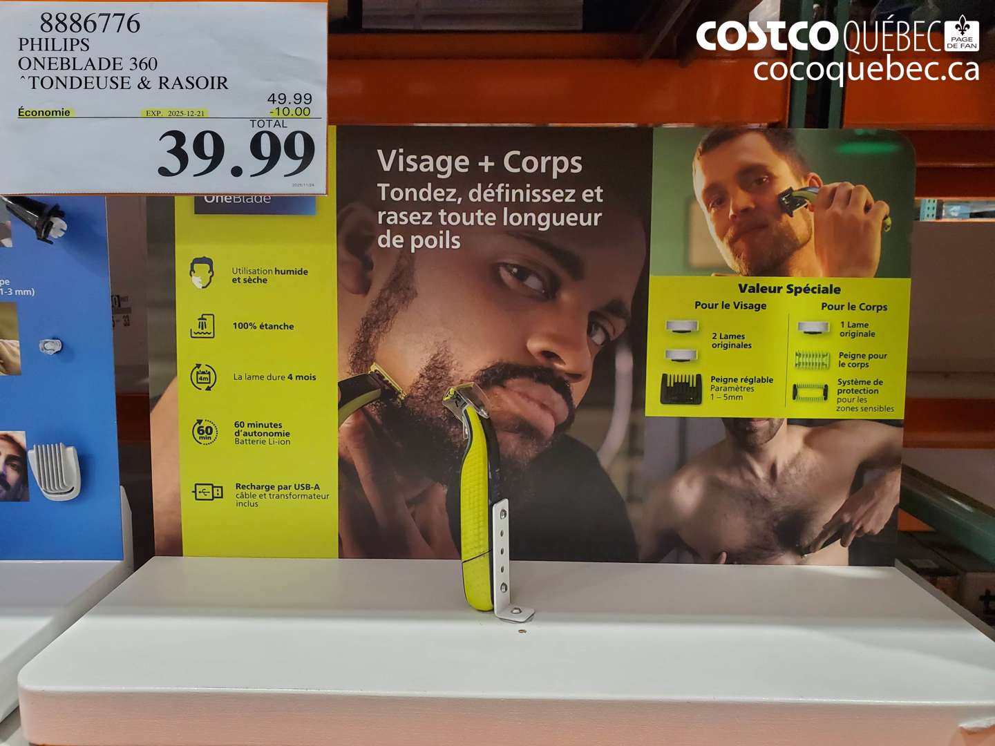 8886776 PHILIPS ONEBLADE 360 ‘TONDEUSE & RASOIR ($10.00 INSTANT SAVINGS EXPIRES ON 2025-12-21) $39.99