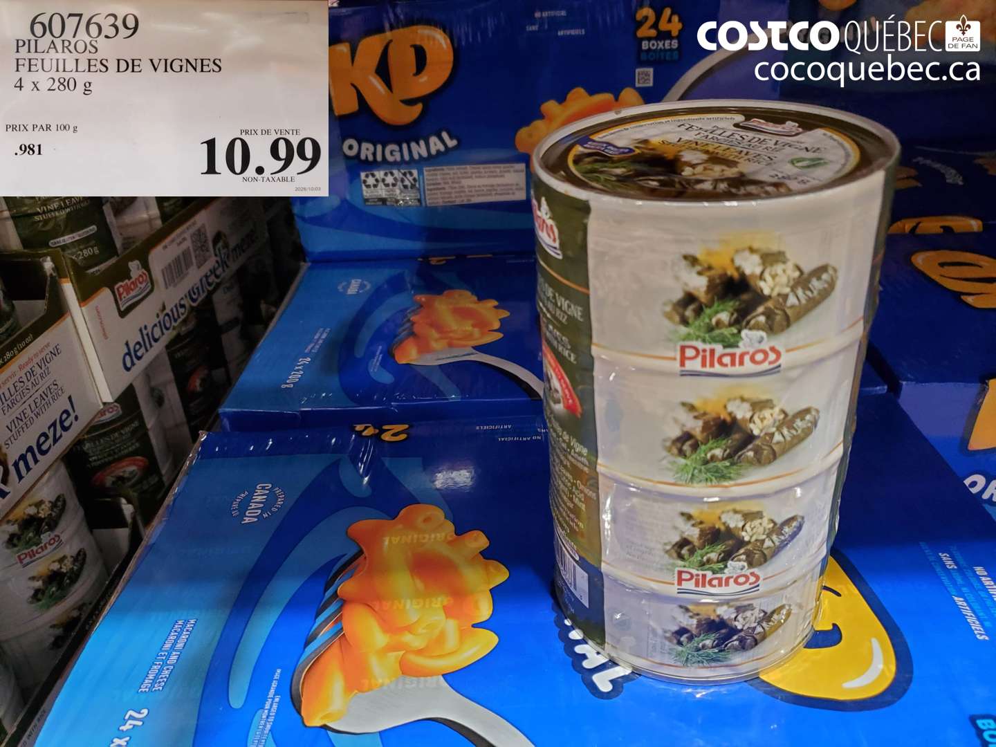 607639 PILAROS FEUILLES DE VIGNES 4 x 280 g $10.99