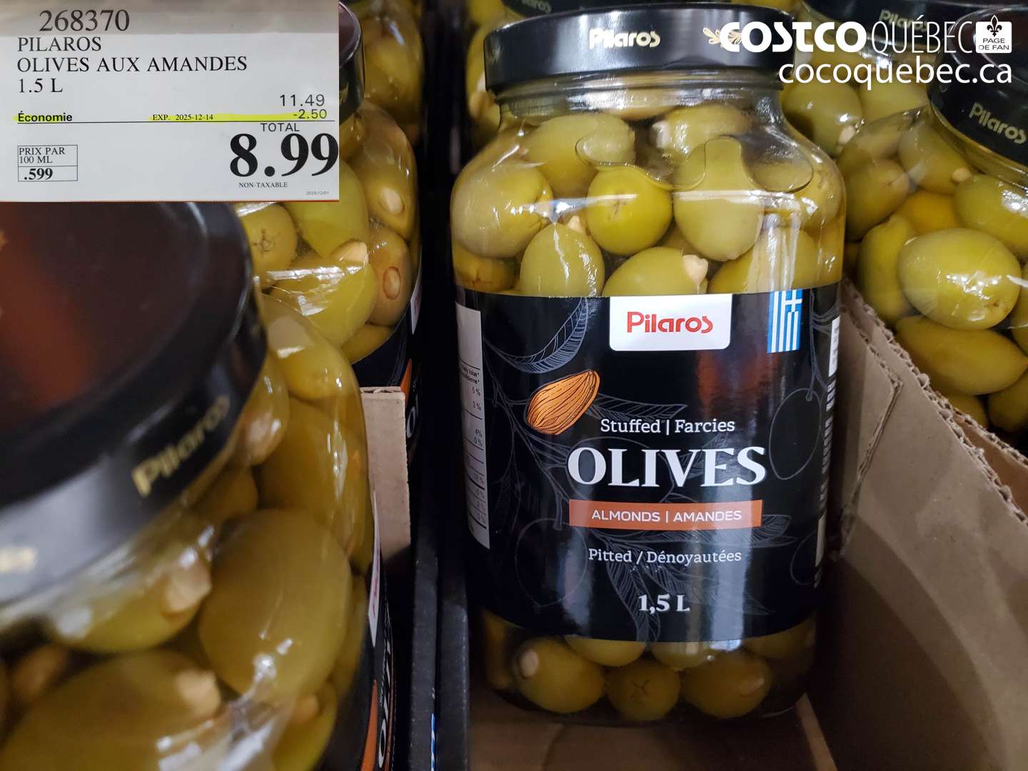 268370 PILAROS OLIVES AUX AMANDES  ($2.50 INSTANT SAVINGS EXPIRES ON 2024-12-14) $8.99
