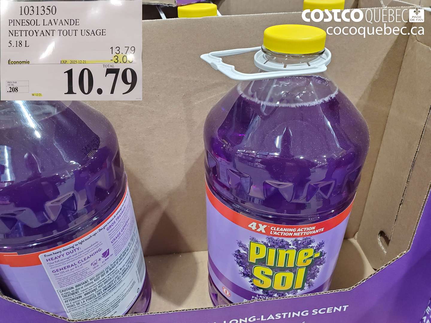 1031350 PINESOL LAVANDE NETTOYANT TOUT USAGE 5.18 L ($3.00 INSTANT SAVINGS EXPIRES ON 2025-12-21) $10.79