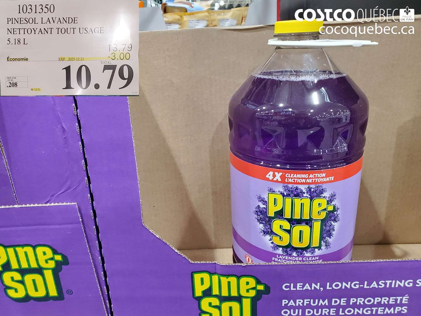 1031350 PINESOL LAVANDE NETTOYANT TOUT USAGE 5.18 L ($3.00 INSTANT SAVINGS EXPIRES ON 2025-12-21) $10.79