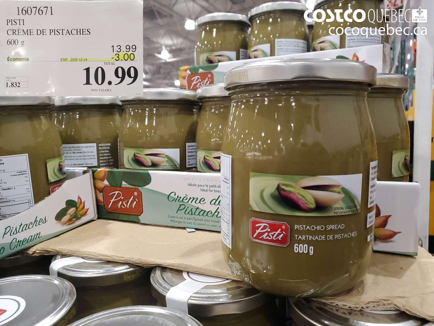 1607671 PISTI CRÈME DE PISTACHES 600 g (EXPIRES ON 2025-12-14) $10.99