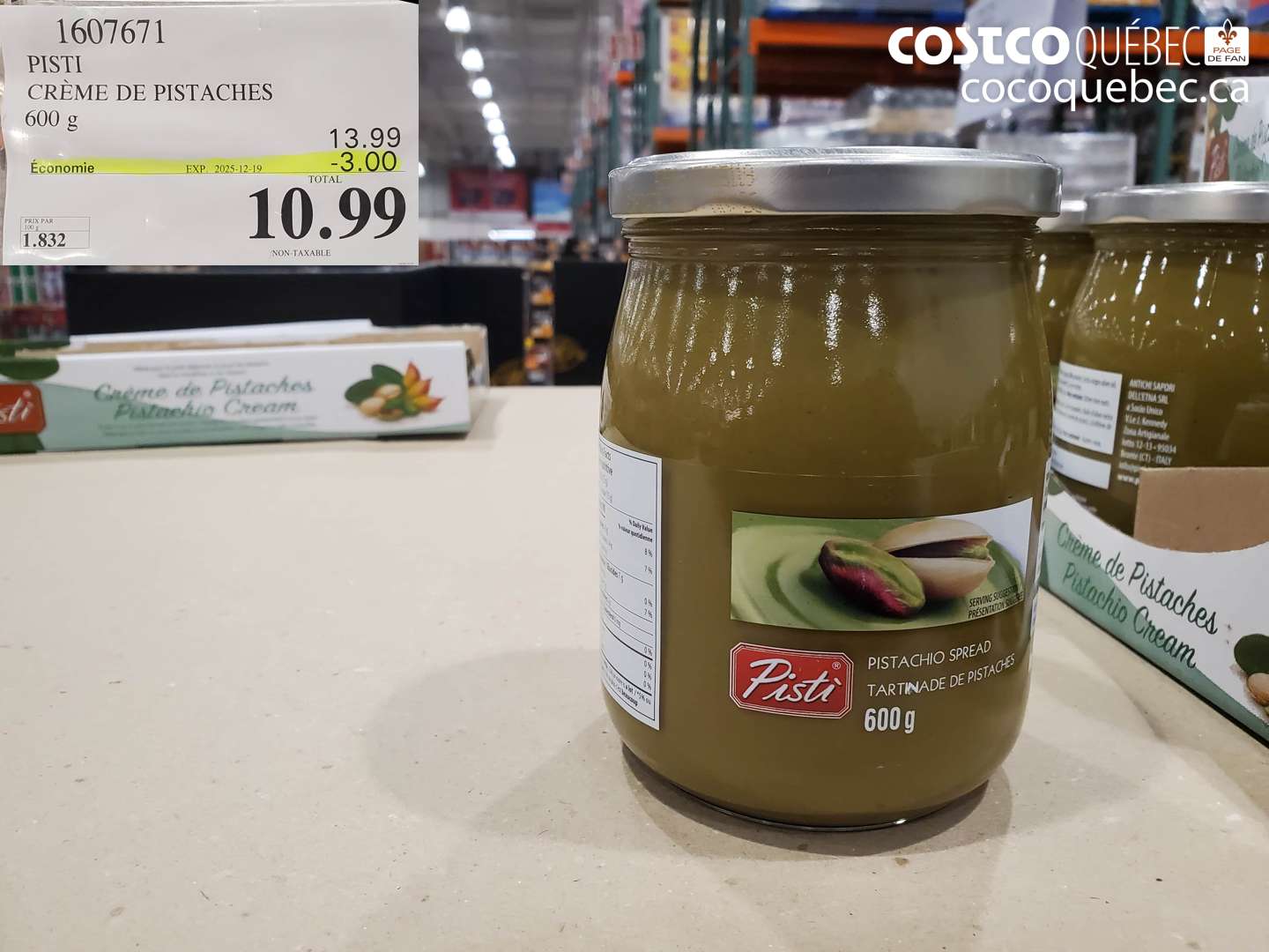 1607671 PISTI CRÈME DE PISTACHES 600 g ($3.00 INSTANT SAVINGS EXPIRES ON 2025-12-19) $10.99