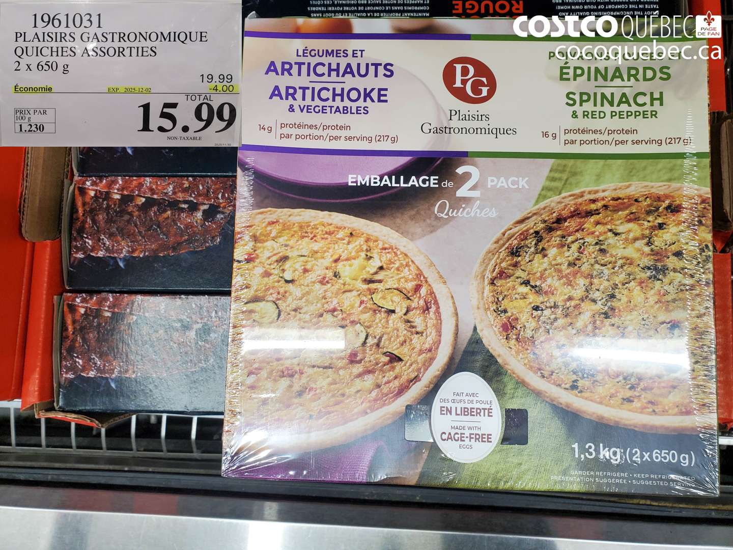 1961031 PLAISIRS GASTRONOMIQUE QUICHES ASSORTIES 2x 650 g  ($4.00 INSTANT SAVINGS EXPIRES ON 2025-12-02) $15.99