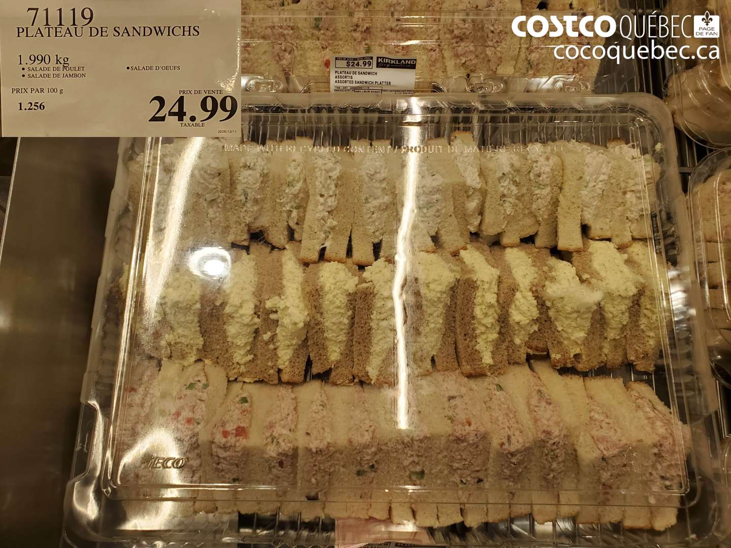 71119 PLATEAU DE SANDWICHS (1.990 kg) $24.99