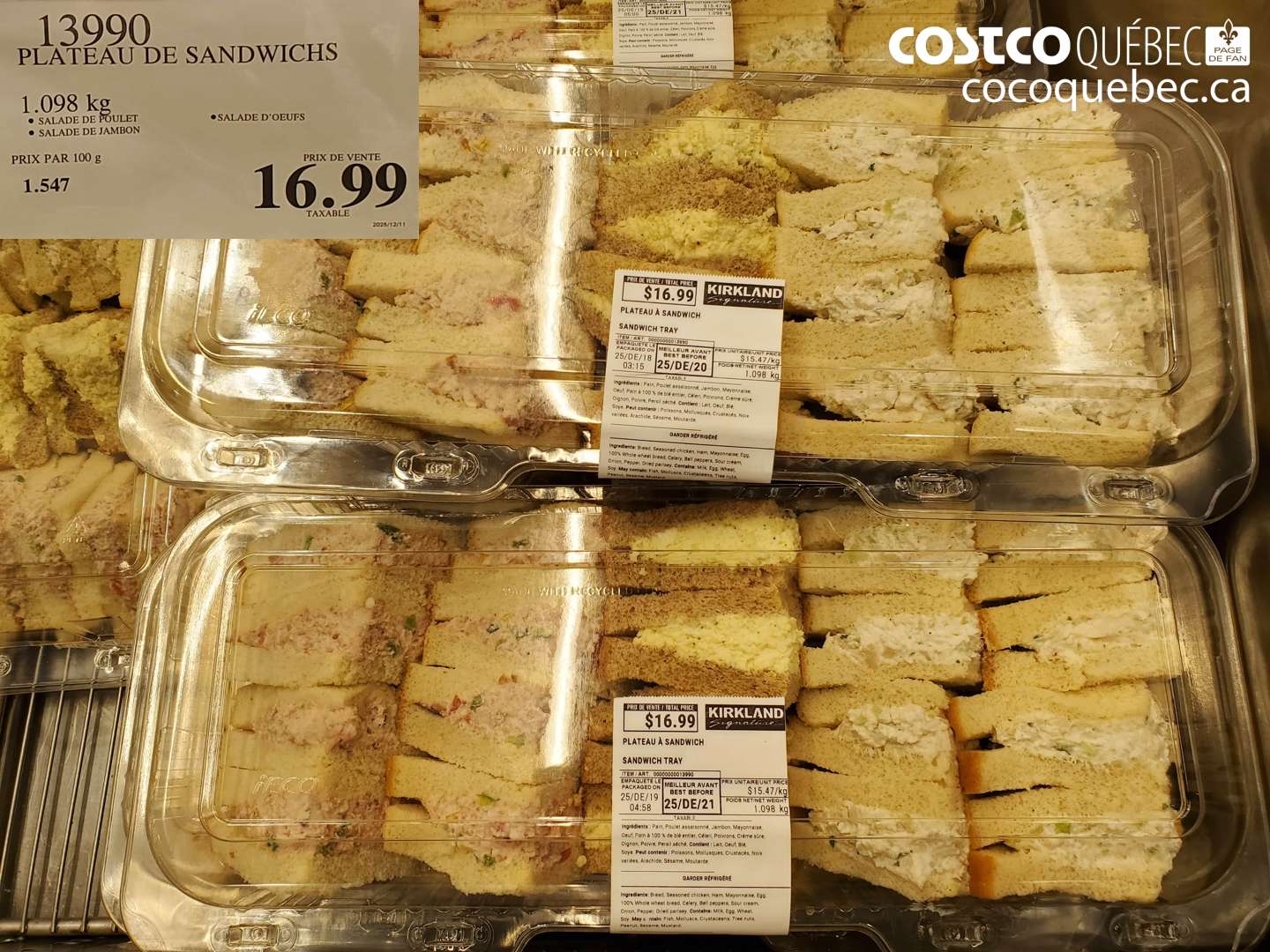 13990 PLATEAU DE SANDWICHS $16.99