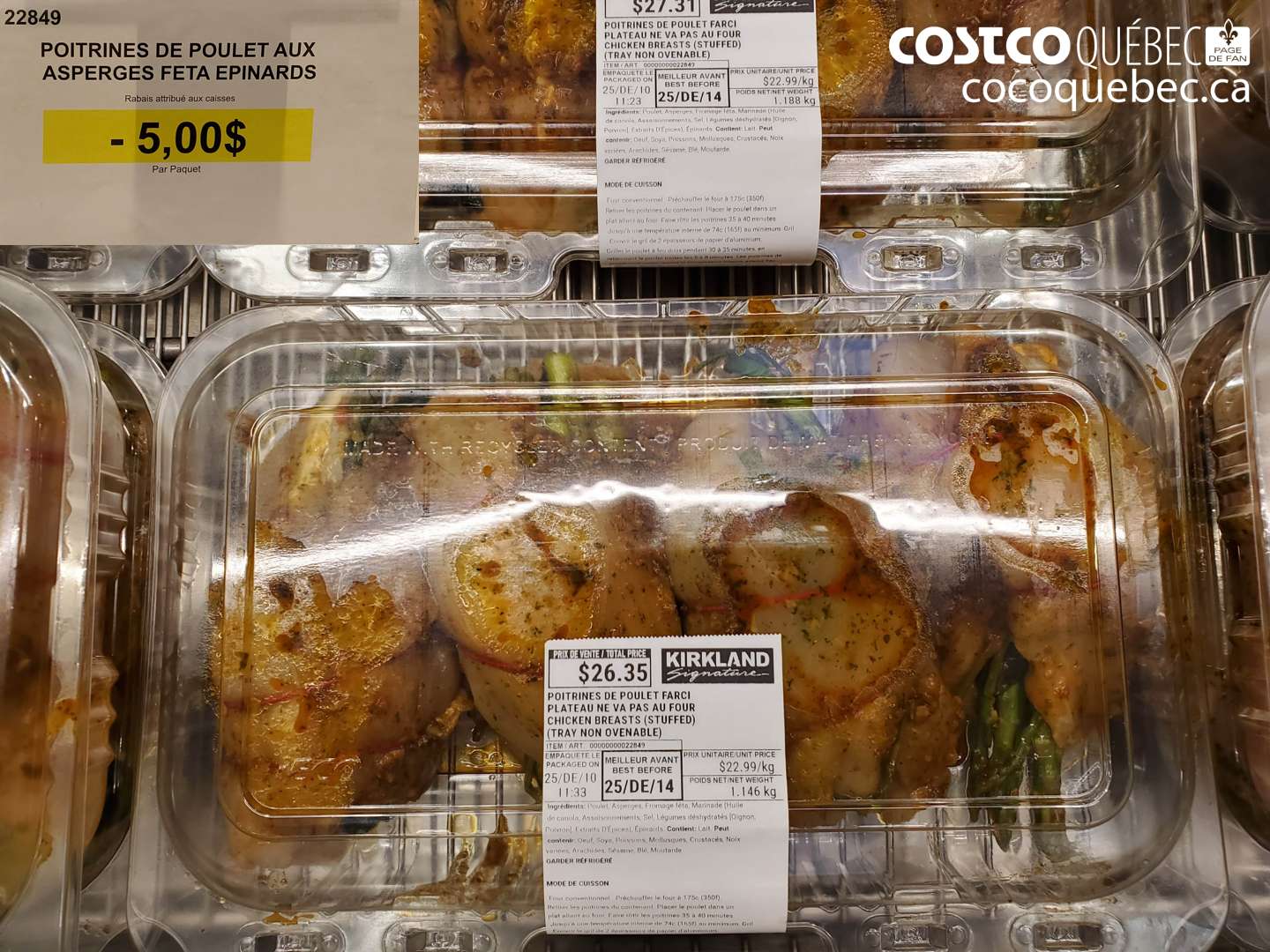 22849 POITRINES DE POULET AUX ASPERGES FETA EPINARDS $0.0