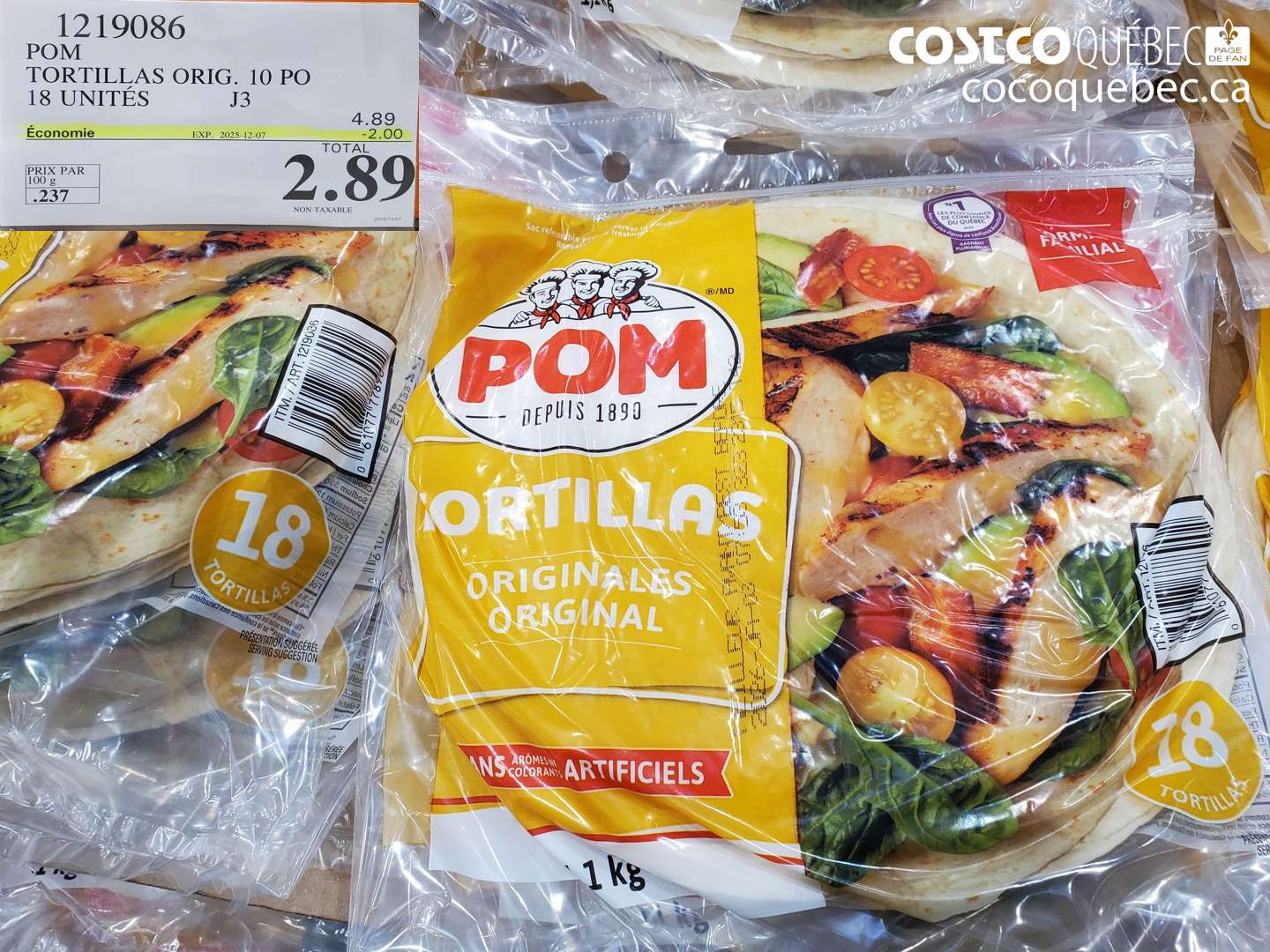 1219086 POM 3 TORTILLAS ORIG. 10 PO 18 UNITES ($2.00 INSTANT SAVINGS EXPIRES ON 2025-12-07) $2.89