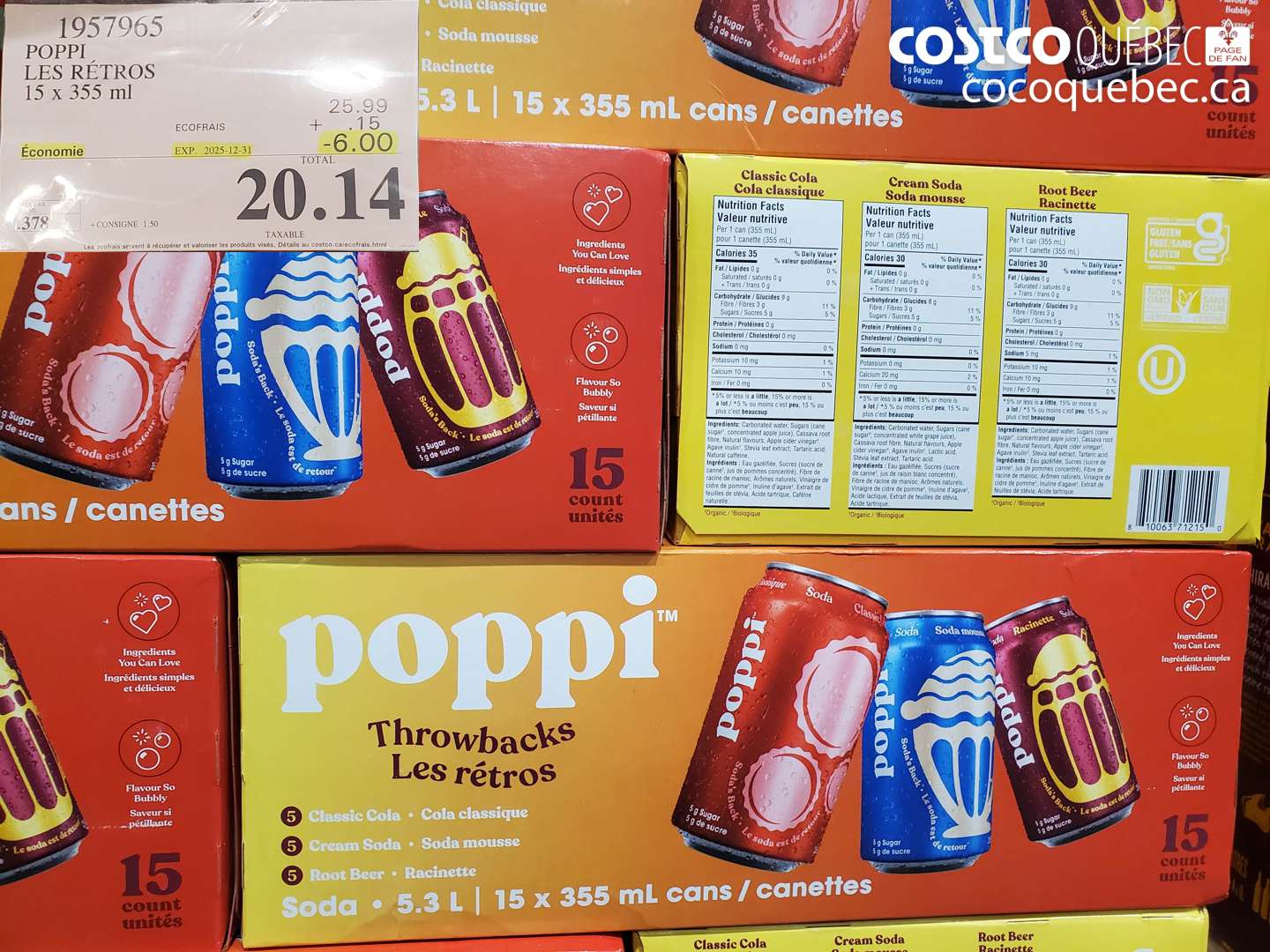 1957965 POPPI LES RÉTROS 15 x 355 ml ($6.00 INSTANT SAVINGS EXPIRES ON 2025-12-31) $20.14