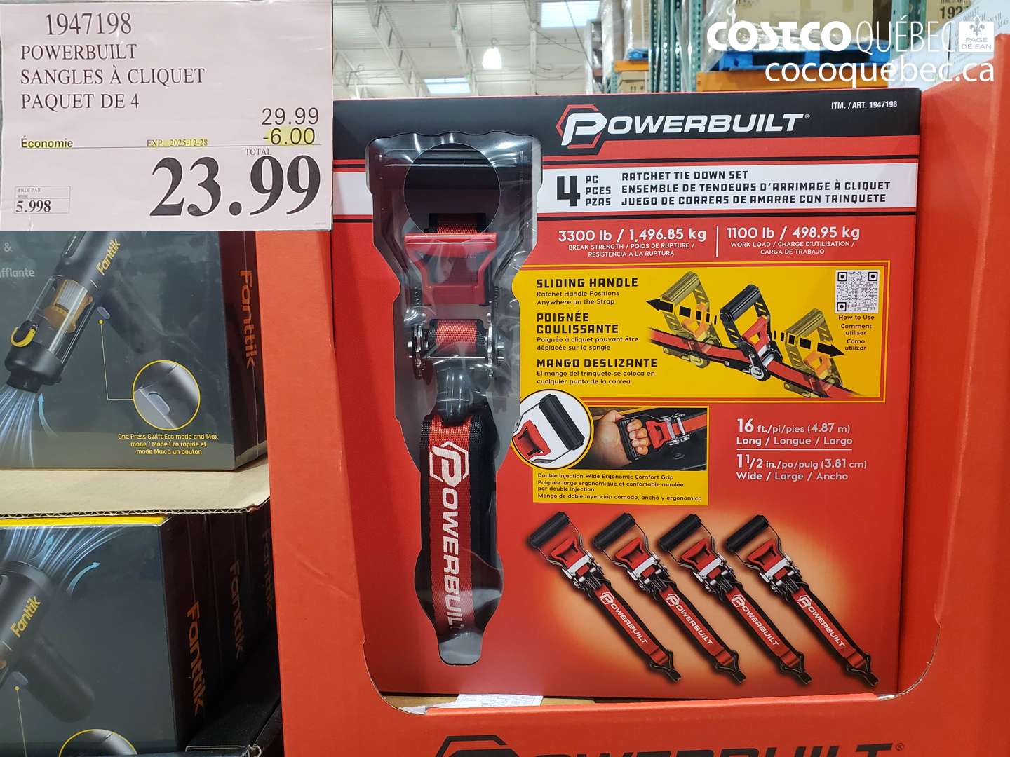 1947198 POWERBUILT SANGLES A CLIQUET PAQUET DE 4 ($6.00 INSTANT SAVINGS EXPIRES ON 2025-12-28) $23.99