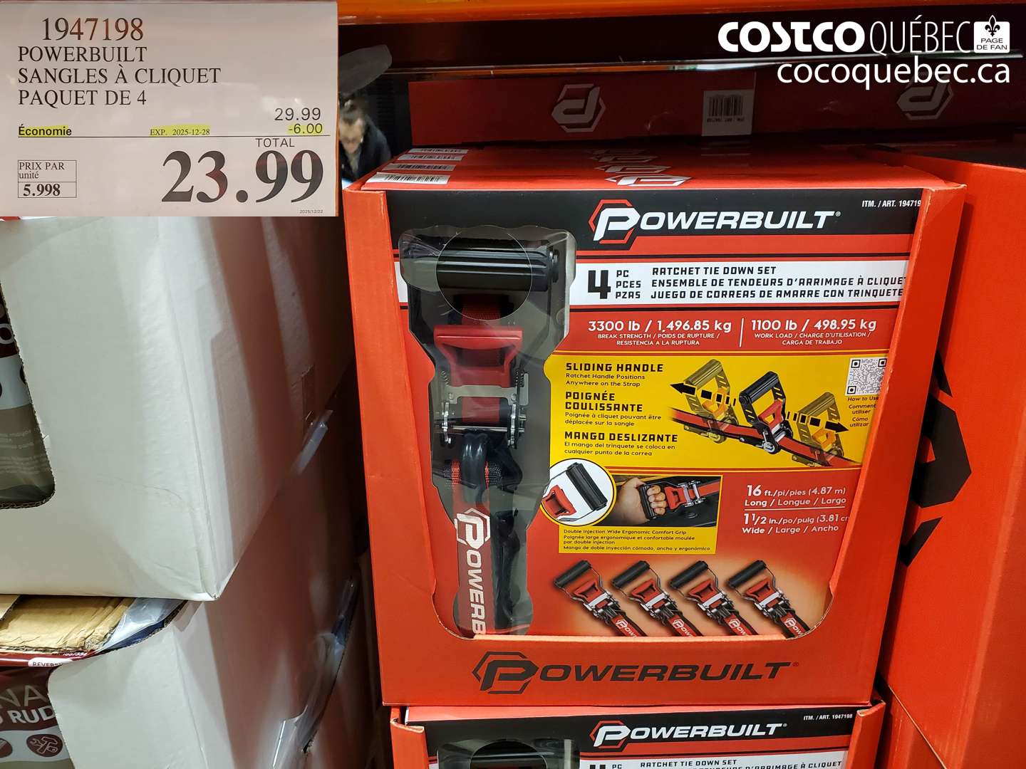 1947198 POWERBUILT SANGLES À CLIQUET PAQUET DE 4 ($6.00 INSTANT SAVINGS EXPIRES ON 2025-12-28) $23.99