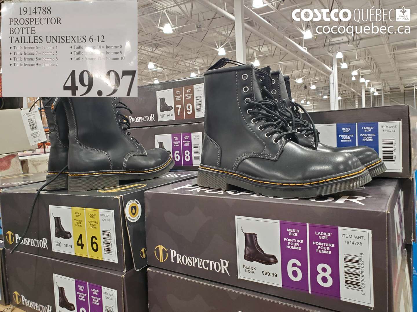 1914788 PROSPECTOR BOTTE TAILLES UNISEXES 6-12 $49.97