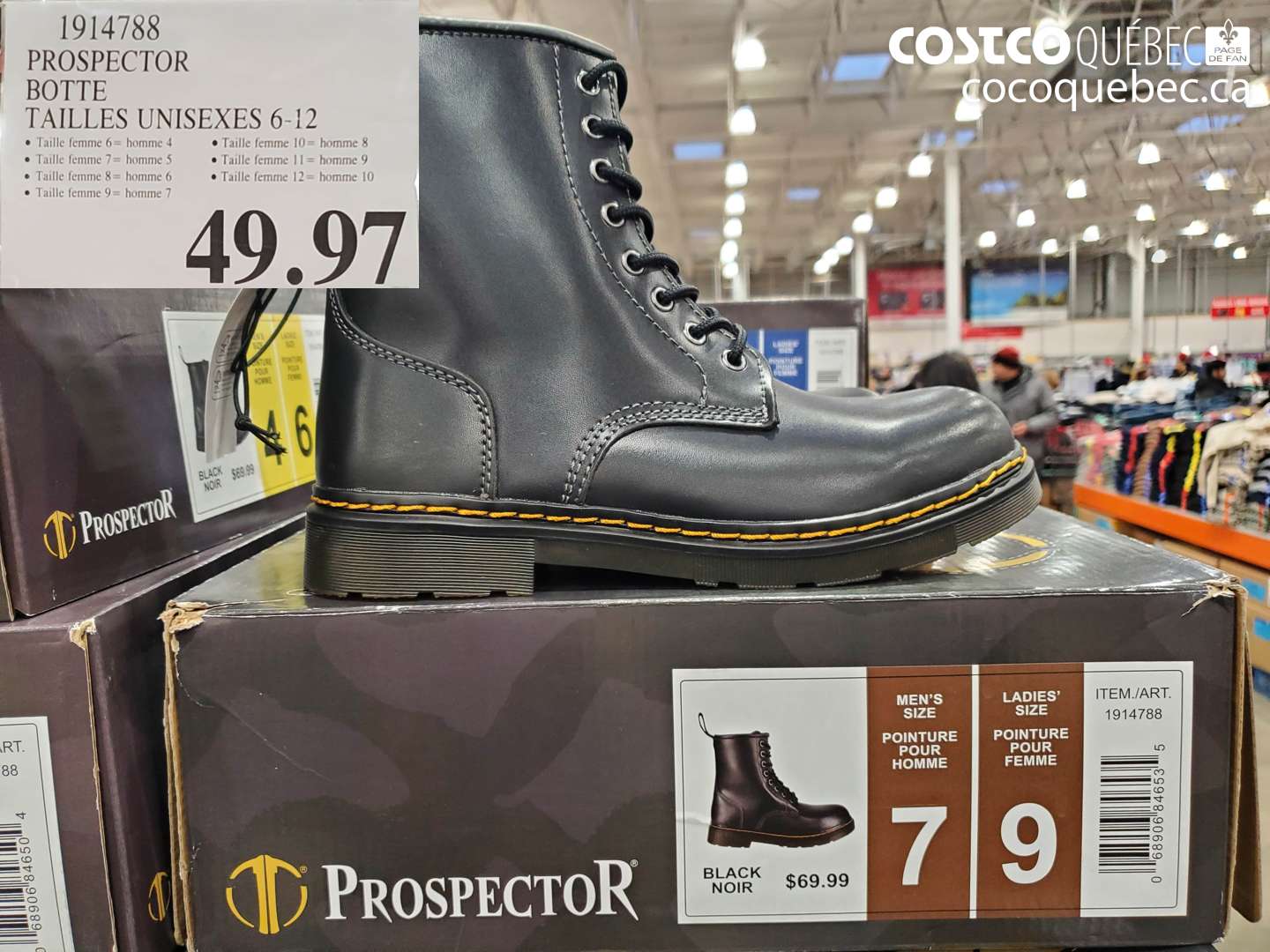1914788 PROSPECTOR BOTTE TAILLES UNISEXES 6-12 $49.97