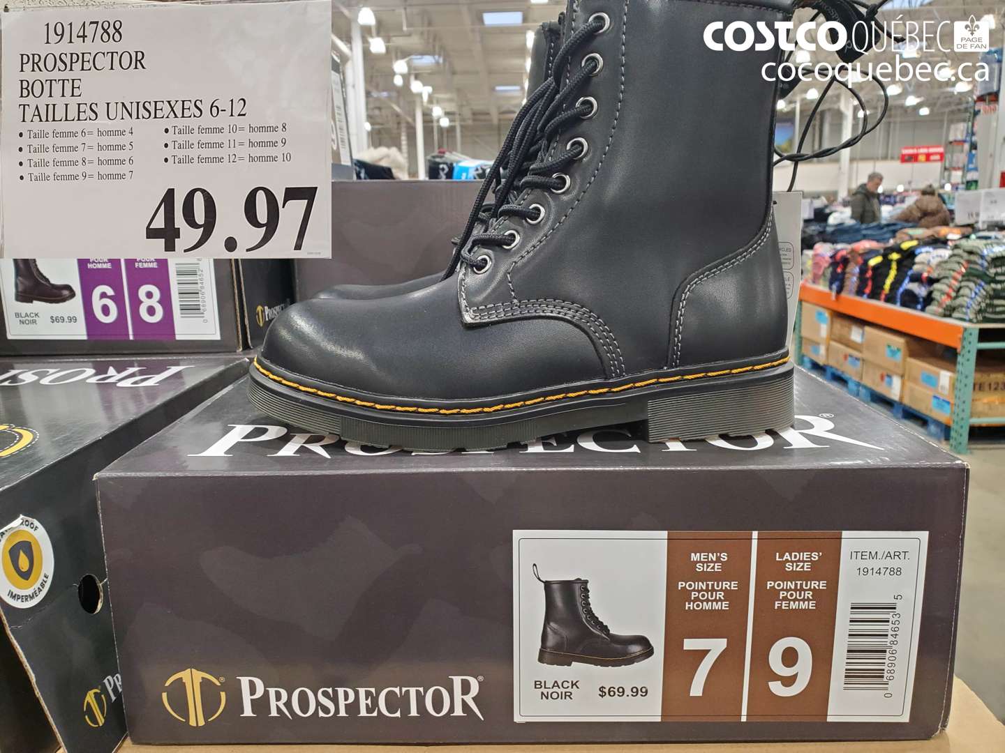 1914788 PROSPECTOR BOTTE TAILLES UNISEXES 6-12 $49.97