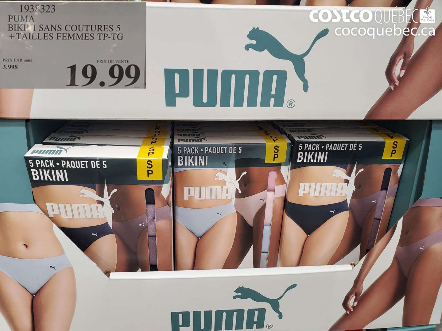 1938323 PUMA BIKINI SANS COUTURES 5 + TAILLES FEMMES TP-TG $19.99