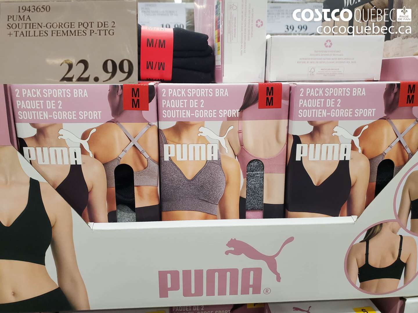 1943650 PUMA SOUTTIEN-GORGE PQT DE 2 +TAILLES FEMMES P-TTG $22.99