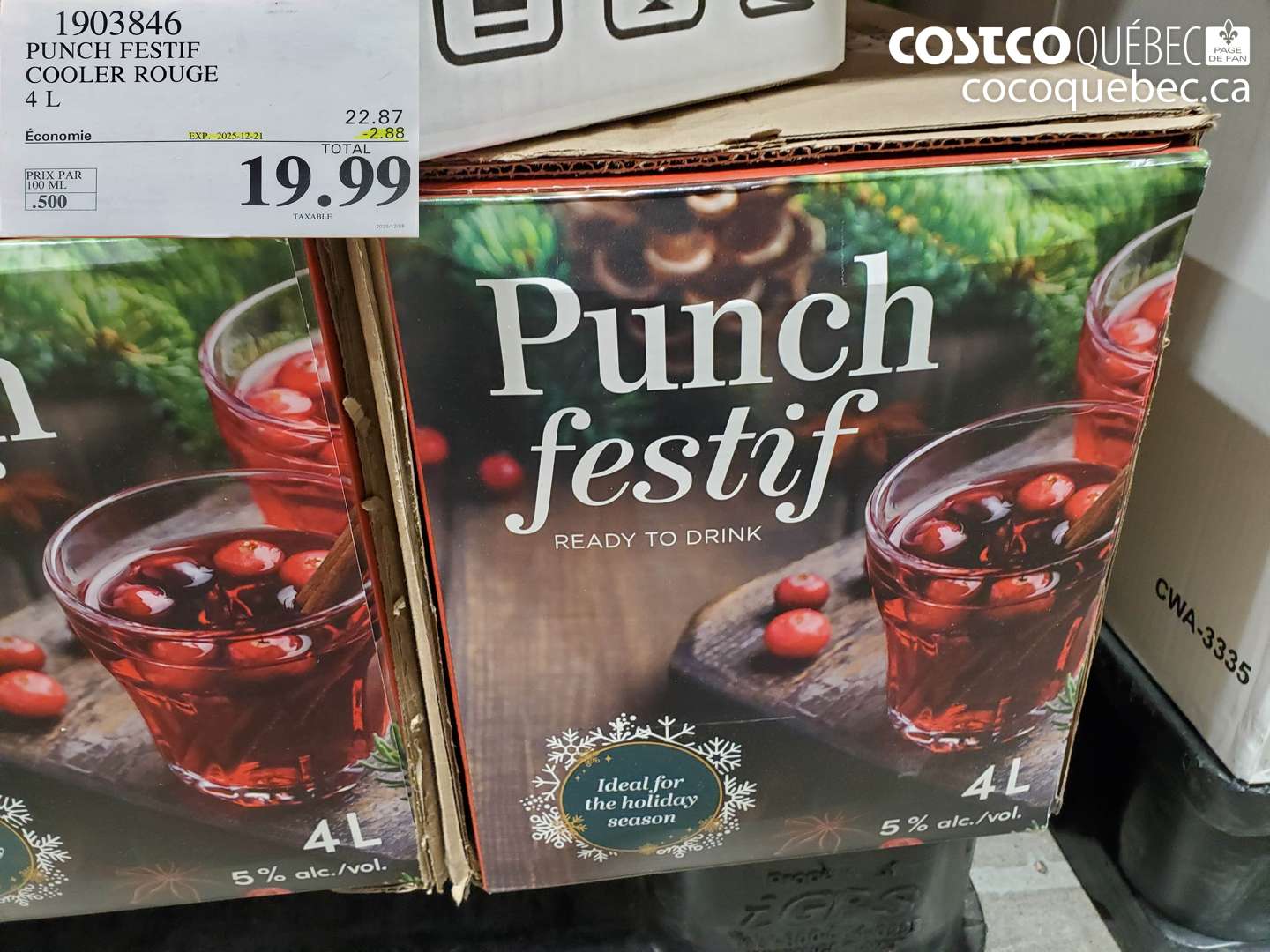 1903846 PUNCH FESTIF COOLER ROUGE 4 L ($2.88 INSTANT SAVINGS EXPIRES ON 2025-12-21) $19.99