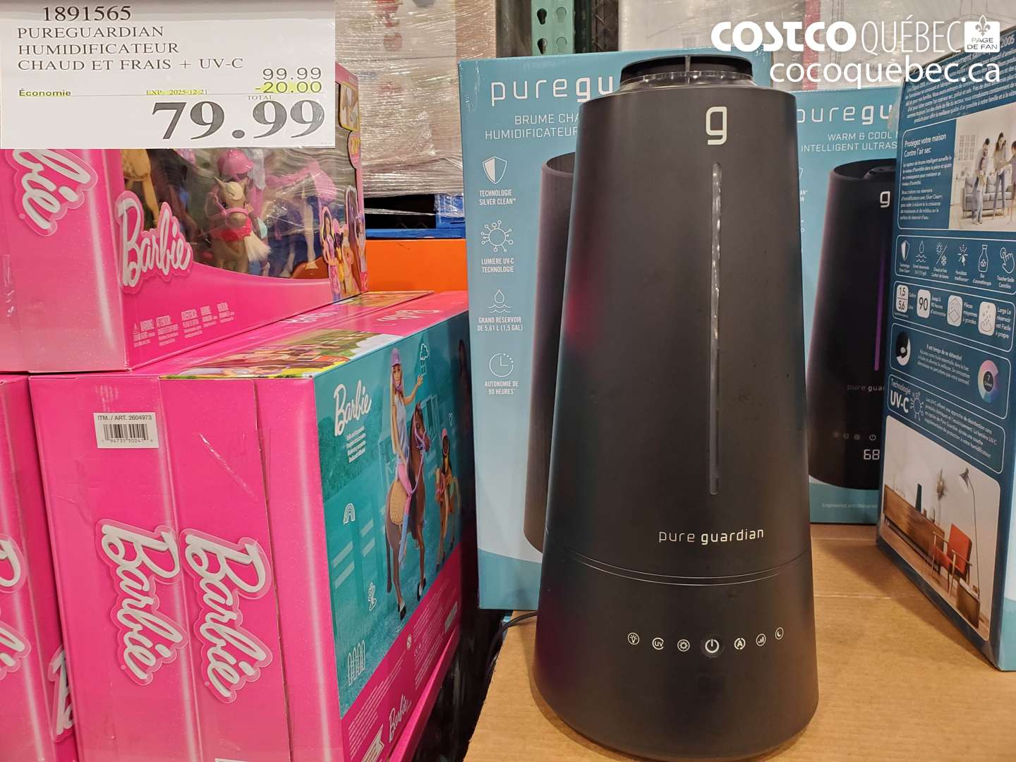 1891565 PUREGUARDIAN HUMIDIFICATEUR CHAUD ET FRAIS + UV-C ($20.00 INSTANT SAVINGS EXPIRES ON 2025-12-21) $79.99