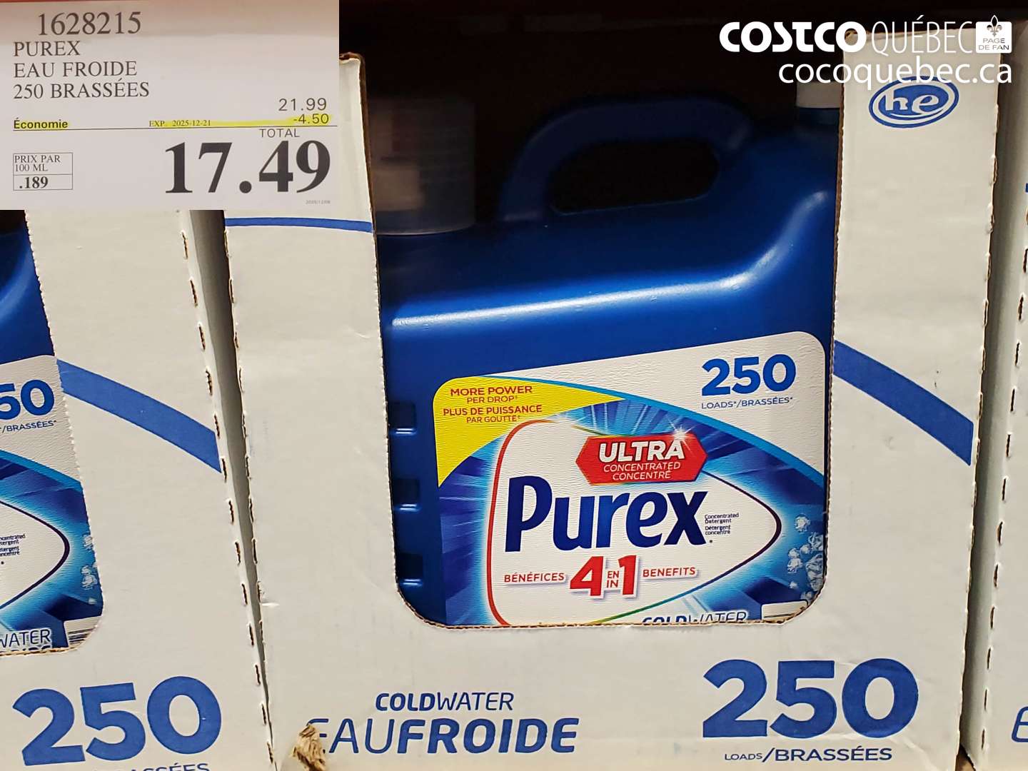 1628215 PUREX EAU FROIDE 250 BRASSÉES ($4.50 INSTANT SAVINGS EXPIRES ON 2025-12-21) $17.49