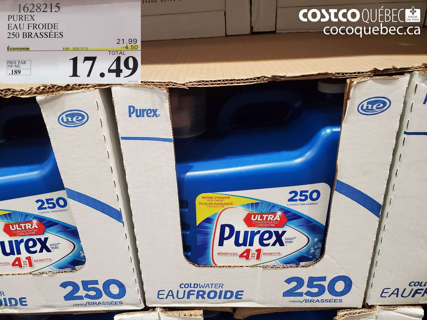 1628215 PUREX EAU FROIDE 250 BRASSÉES ($4.50 INSTANT SAVINGS EXPIRES ON 2025-12-21) $17.49