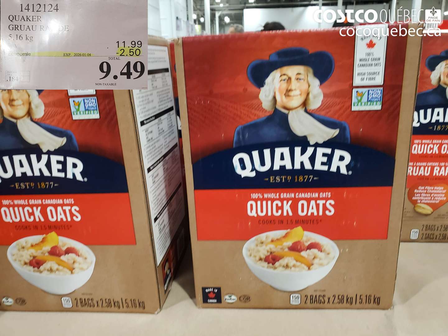 1412124 QUAKER GRUAU GRANDE ($2.50 INSTANT SAVINGS EXPIRES ON 2026-01-04) $9.49