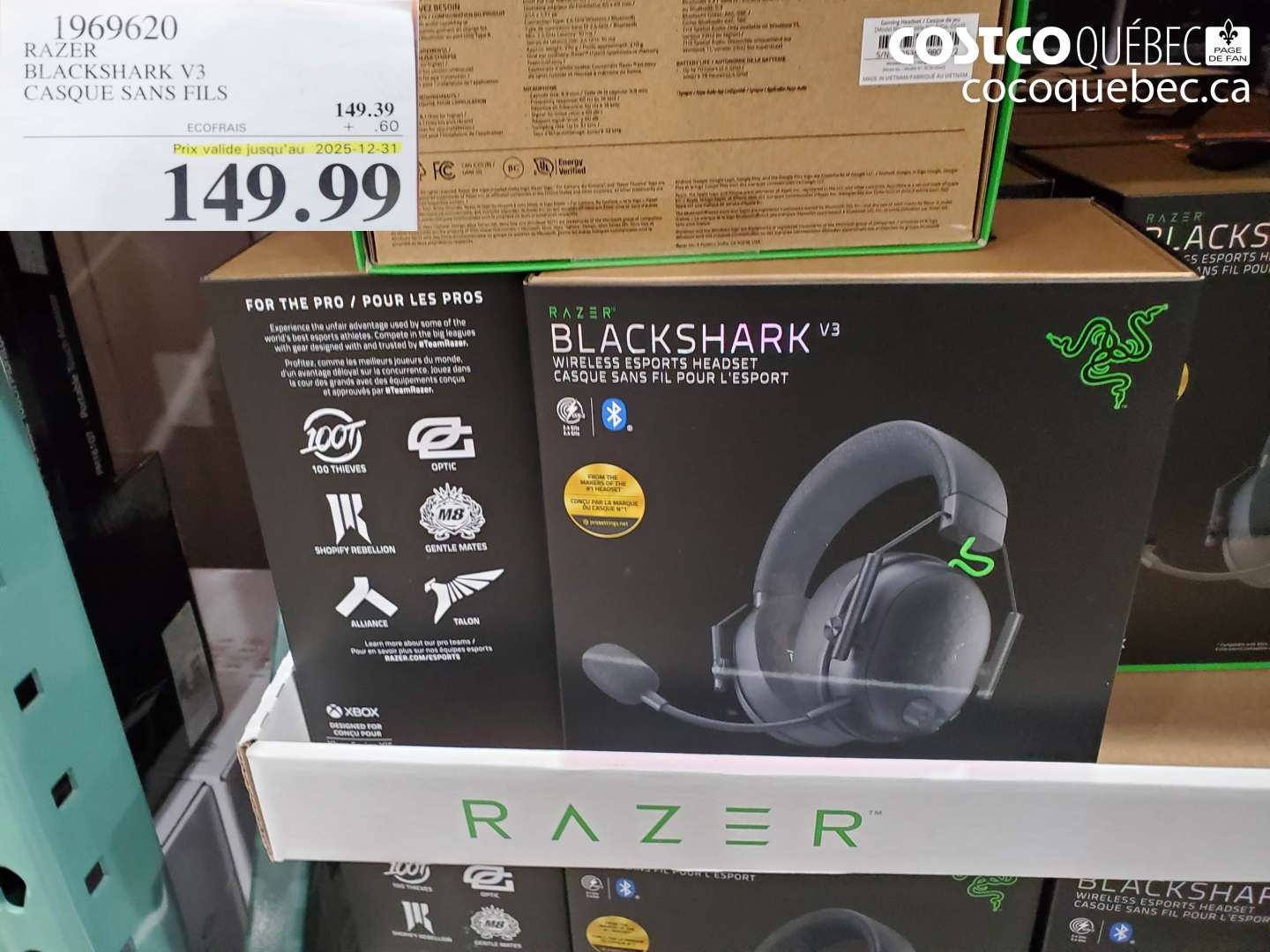1969620 RAZER BLACKSHARK V3 CASQUE SANS FILS (EXPIRES ON 2025-12-31) $149.99