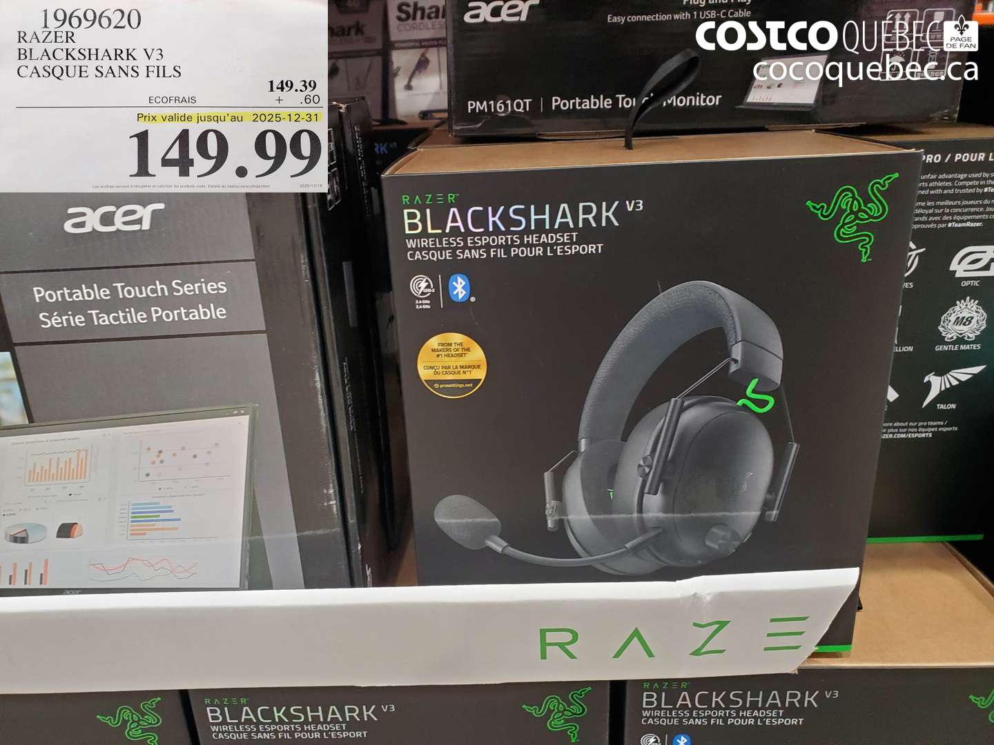 1969620 RAZER BLACKSHARK V3 CASQUE SANS FILS (EXPIRES ON 2025-12-31) $149.99