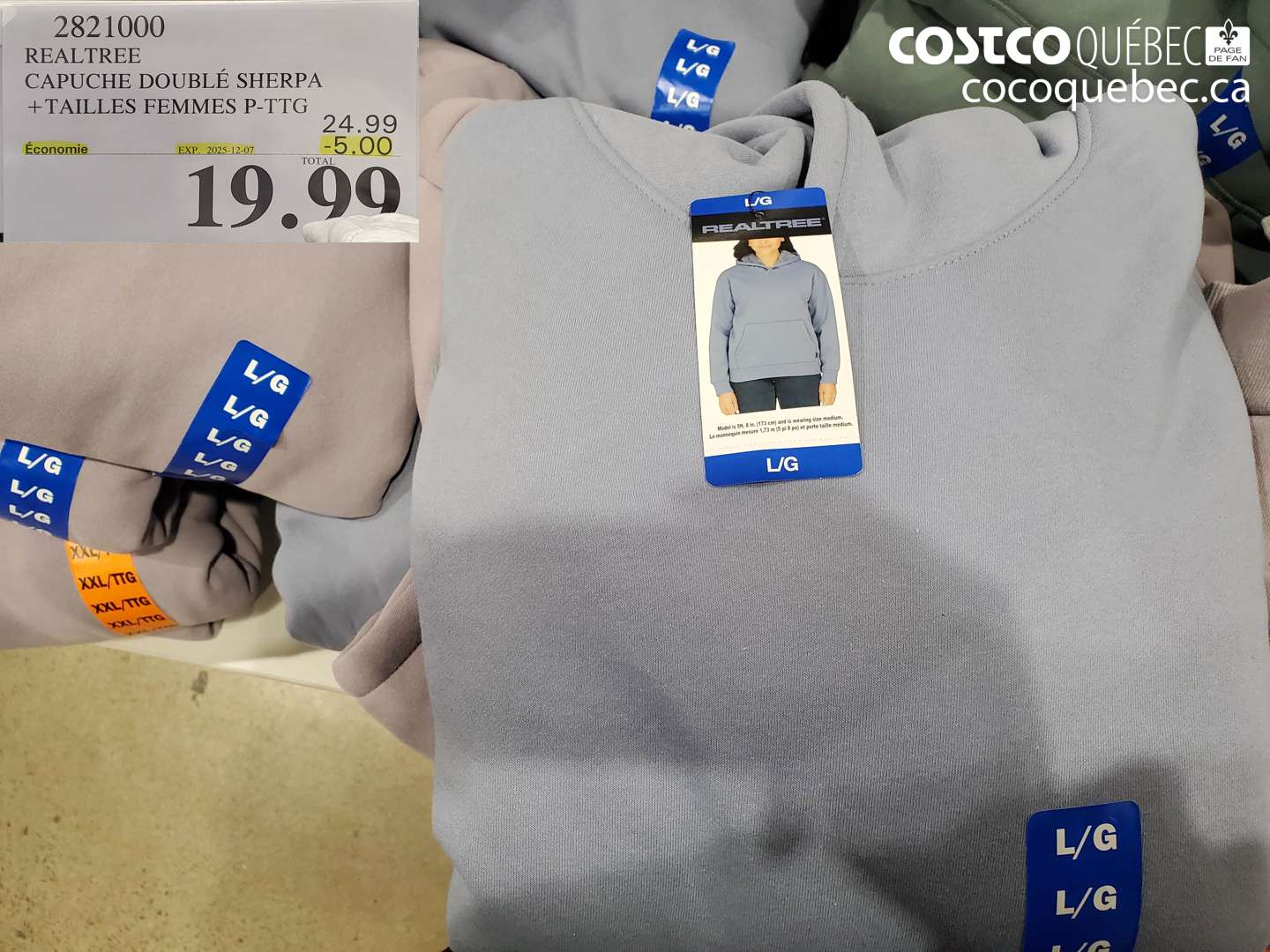 2821000 REALTREE CAPUCHE DOUBLE SHERPA TAILLES FEMMES P-TTG ($5.00 INSTANT SAVINGS EXPIRES ON 2025-12-07) $19.99
