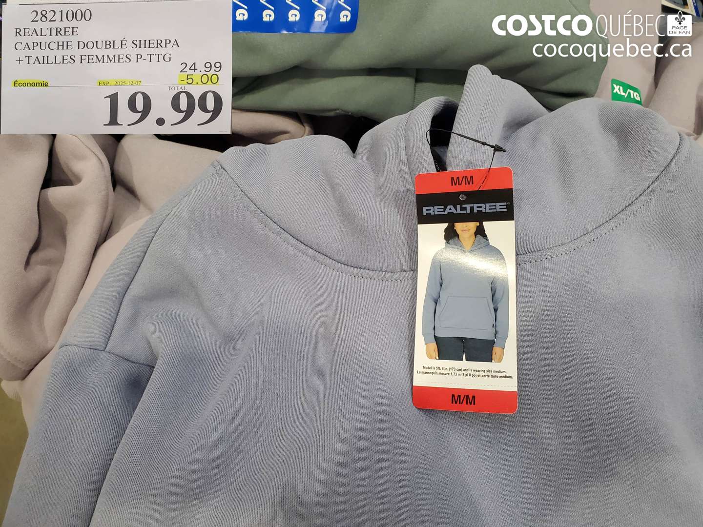 2821000 REALTREE CAPUCHE DOUBLÉ SHERPA + TAILLES FEMMES P-TTG ($5.00 INSTANT SAVINGS EXPIRES ON 2025-12-07) $19.99
