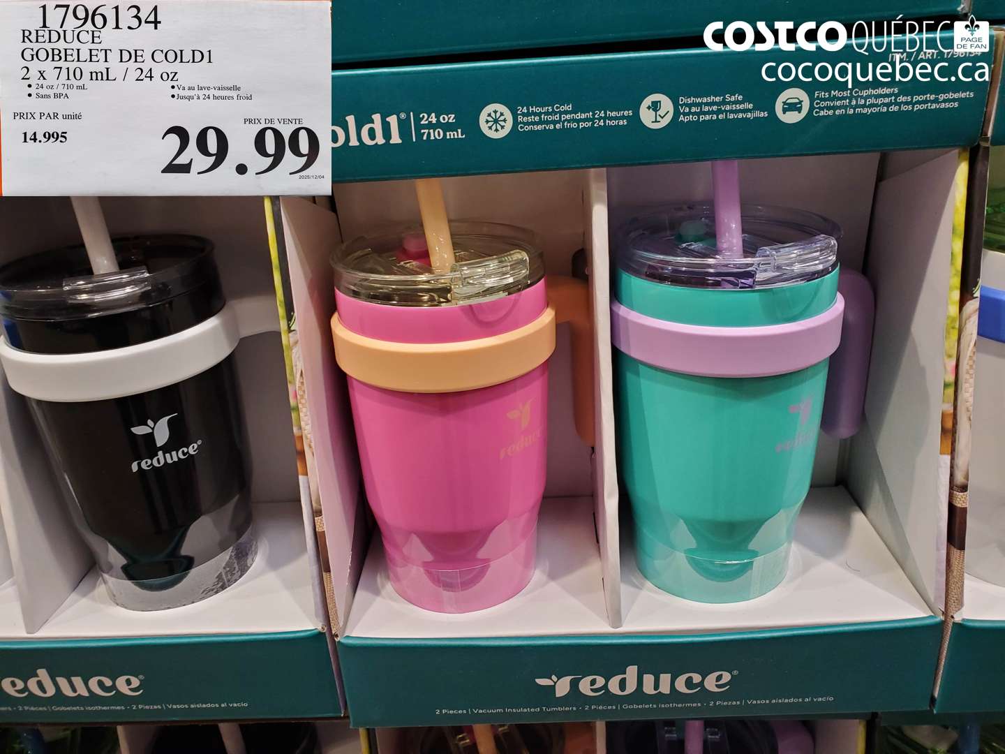 1796134 REDUCE GOBELET DE COLD1 2 x 710 mL / 24 oz $29.99