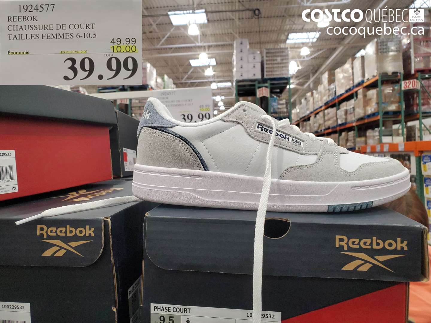 1924577 REEBOK CHAUSSURE DE COURT TAILLES FEMMES 6-10.5 ($10.00 INSTANT SAVINGS EXPIRES ON 2025-12-07) $39.99