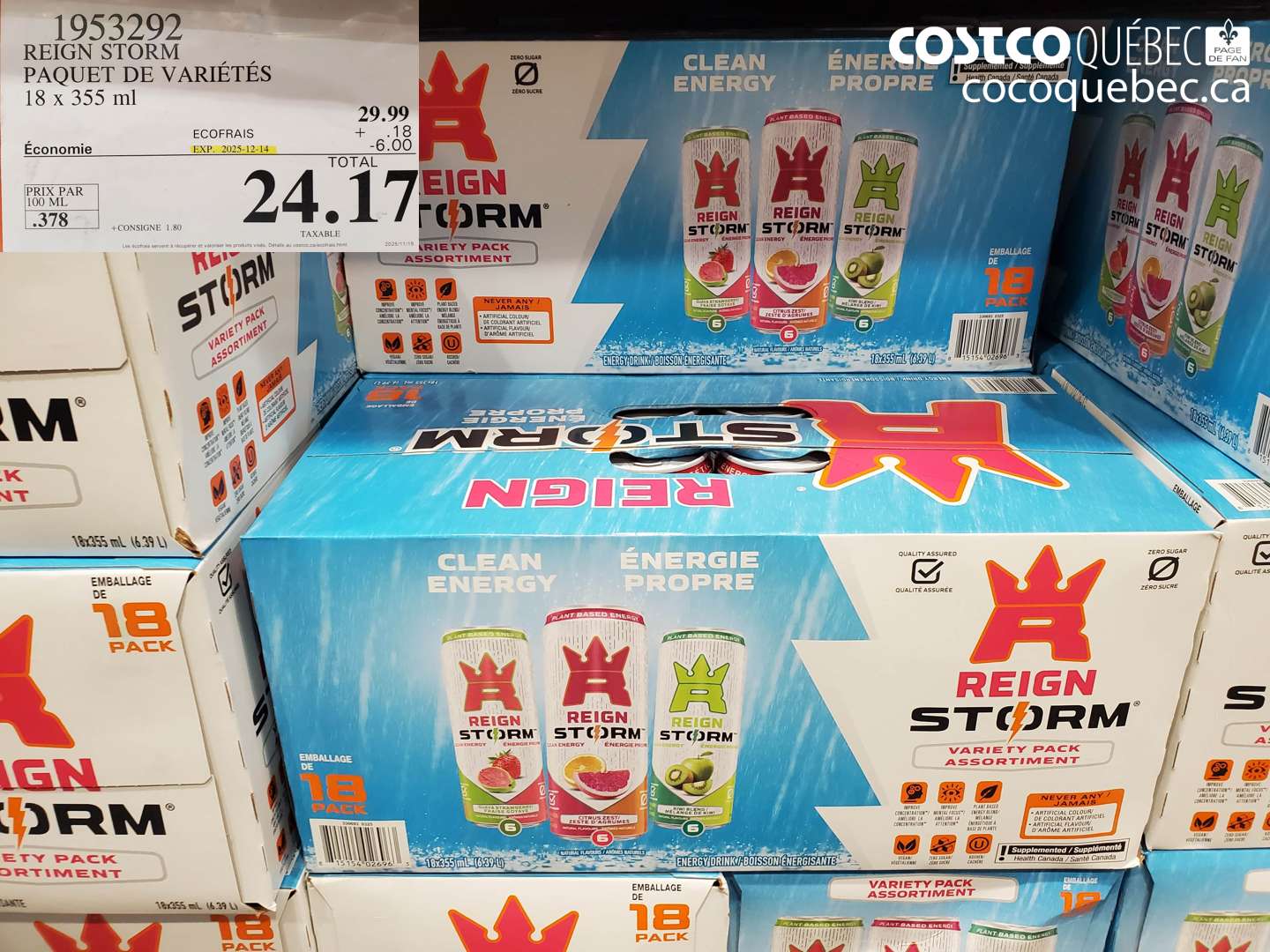 1953292 REIGN STORM PAQUET DE VARIETES 18 X 355ML ($6.00 INSTANT SAVINGS EXPIRES ON 2025-12-14) $24.17