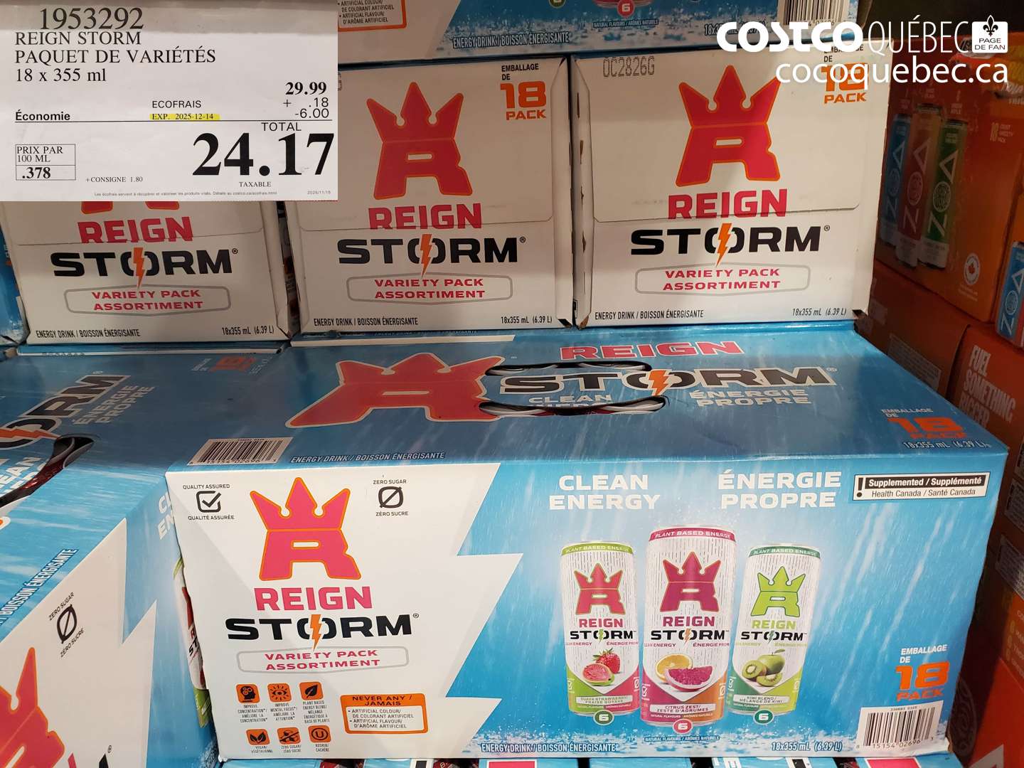 1953292 REIGN STORM PAQUET DE VARIÉTÉS 18 x 355 ml (EXPIRES ON 2025-12-14) $24.17