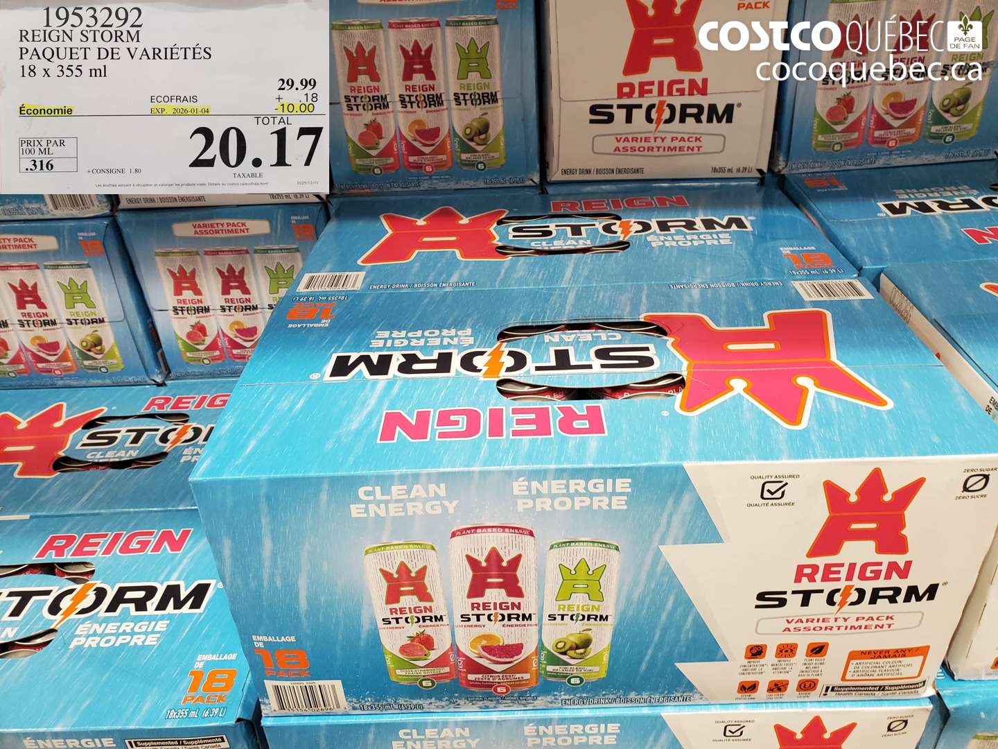 1953292 REIGN STORM PAQUET DE VARIÉTÉS 18 x 355 ml ($10.00 INSTANT SAVINGS EXPIRES ON 2026-01-04) $20.17