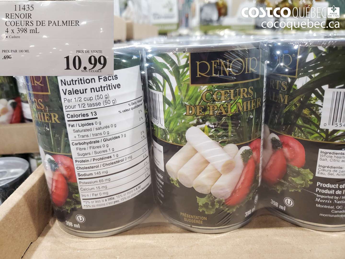 11435 RENOIR COEURS DE PALMIER 4 x 398 mL $10.99