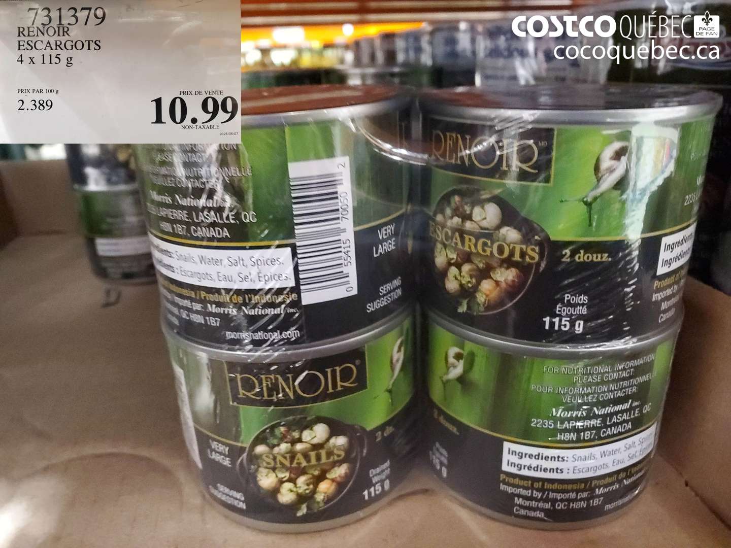 731379 RENOIR ESCARGOTS 4 x 115 g $10.99
