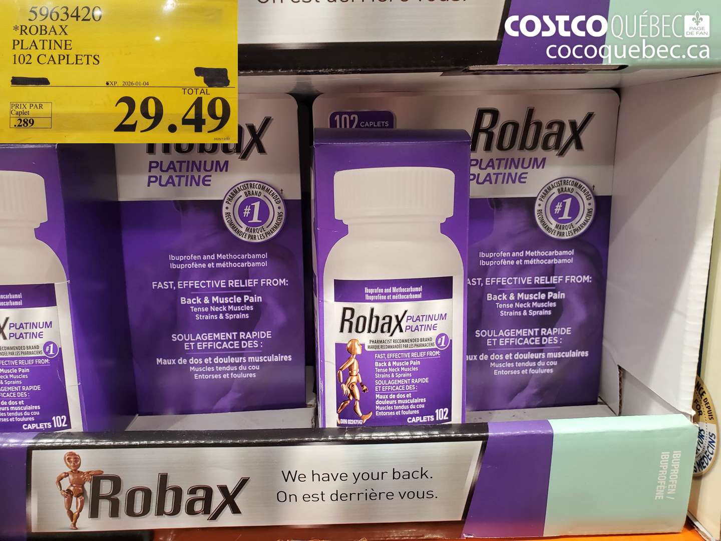 5963420 ROBAX PLATINE 102 CAPLETS (EXPIRES ON 2026-01-04) $29.49